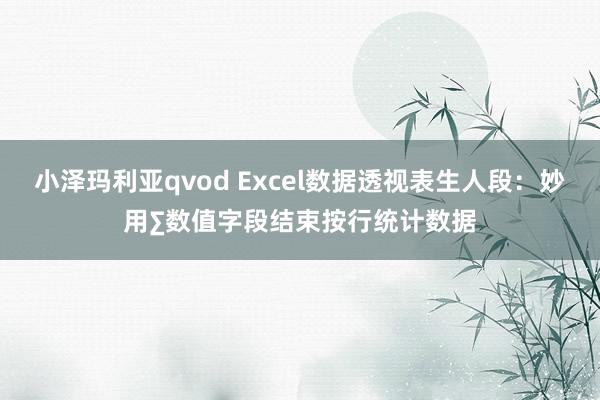 小泽玛利亚qvod Excel数据透视表生人段：妙用∑数值字段结束按行统计数据