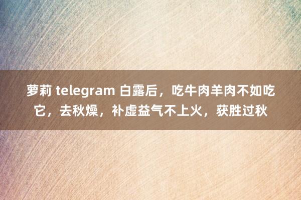 萝莉 telegram 白露后，吃牛肉羊肉不如吃它，去秋燥，补虚益气不上火，获胜过秋