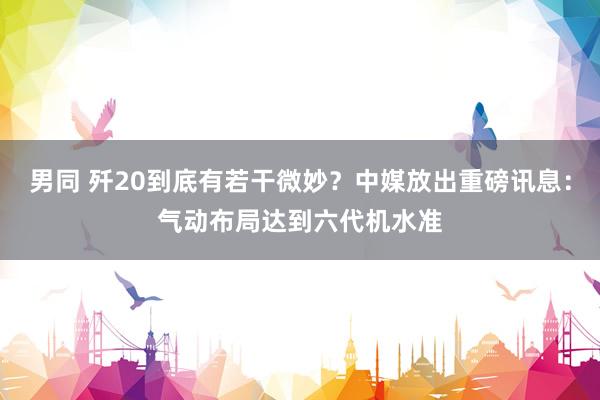 男同 歼20到底有若干微妙？中媒放出重磅讯息：气动布局达到六代机水准