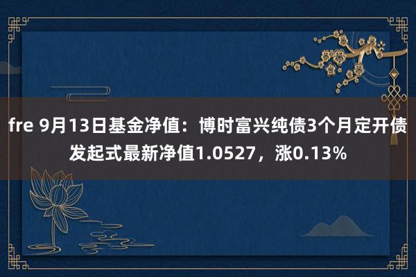 fre 9月13日基金净值：博时富兴纯债3个月定开债发起式最新净值1.0527，涨0.13%