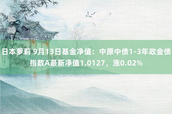 日本萝莉 9月13日基金净值：中原中债1-3年政金债指数A最新净值1.0127，涨0.02%