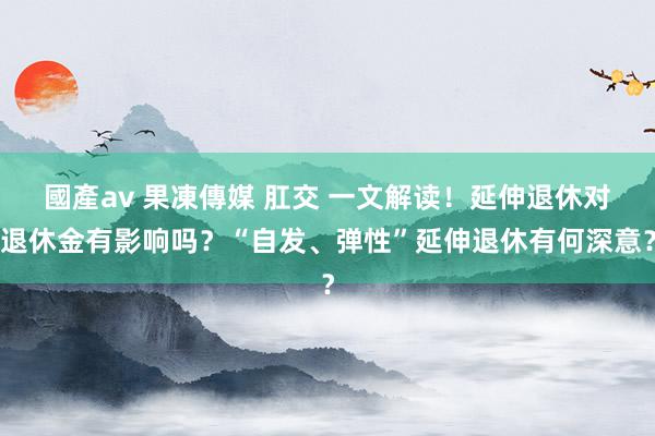 國產av 果凍傳媒 肛交 一文解读！延伸退休对退休金有影响吗？“自发、弹性”延伸退休有何深意？