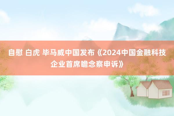 自慰 白虎 毕马威中国发布《2024中国金融科技企业首席瞻念察申诉》