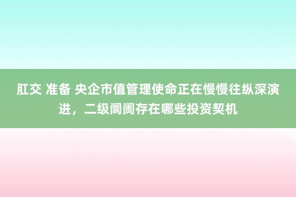 肛交 准备 央企市值管理使命正在慢慢往纵深演进，二级阛阓存在哪些投资契机