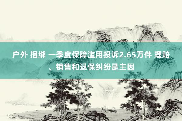 户外 捆绑 一季度保障滥用投诉2.65万件 理赔、销售和退保纠纷是主因