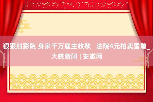 狠狠射影院 身家千万雇主收歇   法院4元拍卖雪碧_大皖新闻 | 安徽网