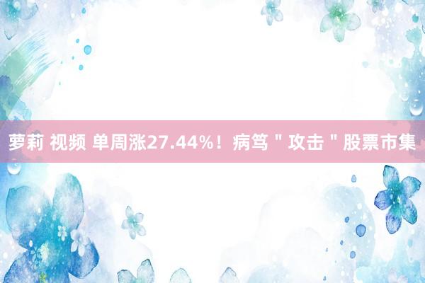 萝莉 视频 单周涨27.44%！病笃＂攻击＂股票市集