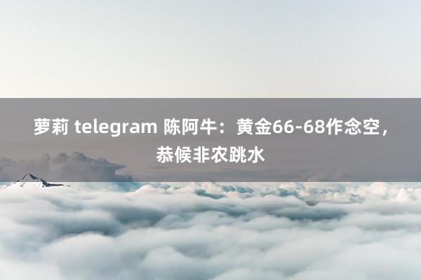 萝莉 telegram 陈阿牛：黄金66-68作念空，恭候非农跳水