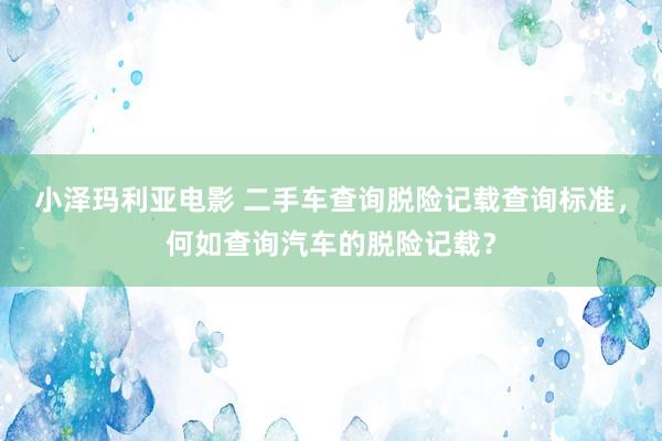 小泽玛利亚电影 二手车查询脱险记载查询标准，何如查询汽车的脱险记载？