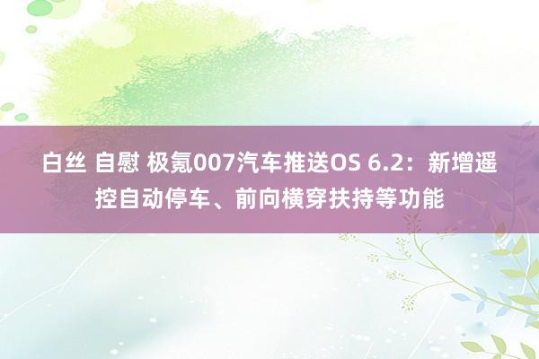 白丝 自慰 极氪007汽车推送OS 6.2：新增遥控自动停车、前向横穿扶持等功能