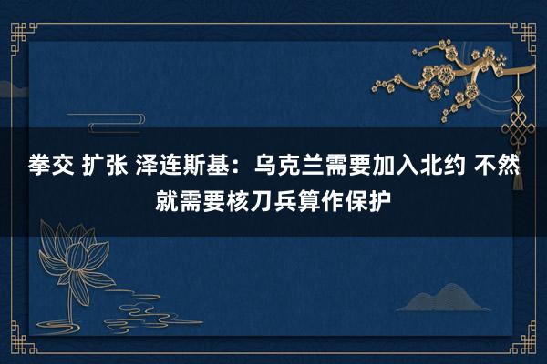 拳交 扩张 泽连斯基：乌克兰需要加入北约 不然就需要核刀兵算作保护