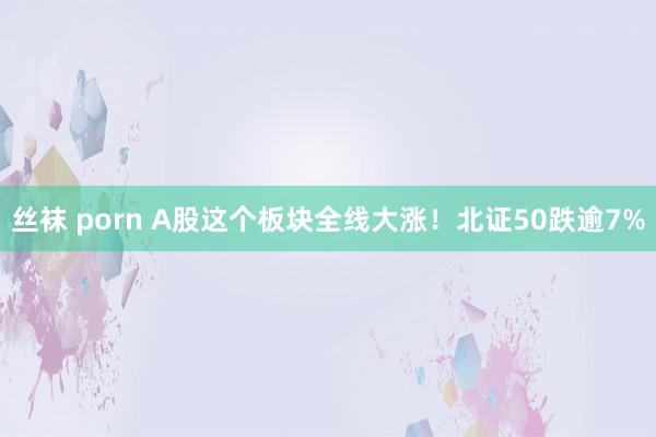 丝袜 porn A股这个板块全线大涨！北证50跌逾7%