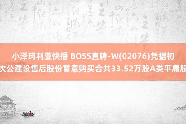 小泽玛利亚快播 BOSS直聘-W(02076)凭据初次公建设售后股份蓄意购买合共33.52万股A类平庸股