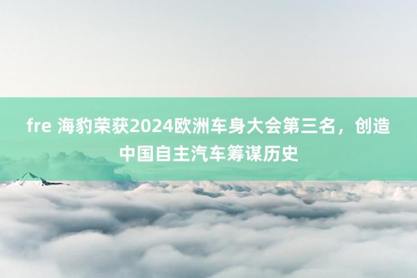 fre 海豹荣获2024欧洲车身大会第三名，创造中国自主汽车筹谋历史