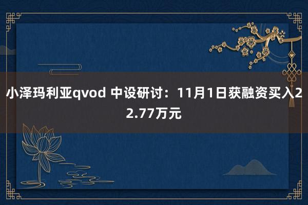 小泽玛利亚qvod 中设研讨：11月1日获融资买入22.77万元