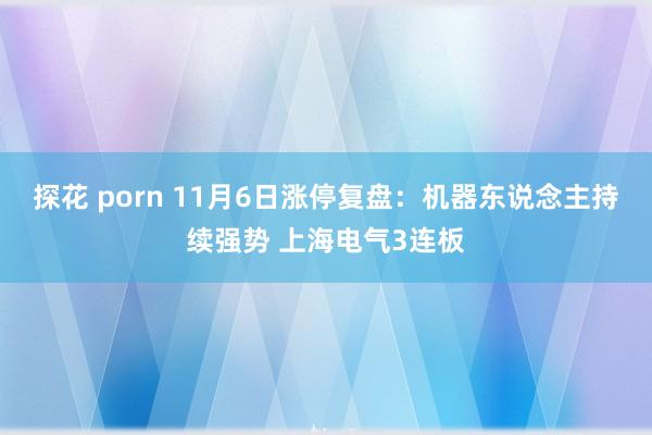 探花 porn 11月6日涨停复盘：机器东说念主持续强势 上海电气3连板