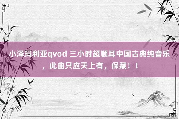 小泽玛利亚qvod 三小时超顺耳中国古典纯音乐，此曲只应天上有，保藏！！