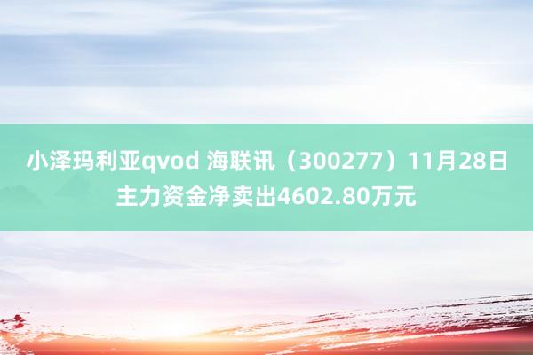 小泽玛利亚qvod 海联讯（300277）11月28日主力资金净卖出4602.80万元