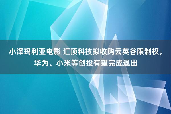 小泽玛利亚电影 汇顶科技拟收购云英谷限制权，华为、小米等创投有望完成退出