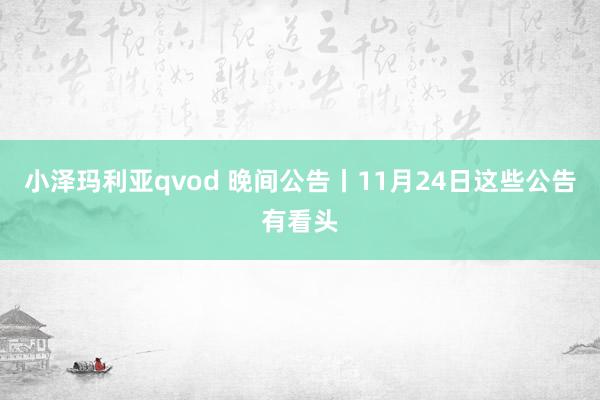 小泽玛利亚qvod 晚间公告丨11月24日这些公告有看头