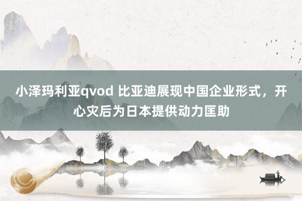 小泽玛利亚qvod 比亚迪展现中国企业形式，开心灾后为日本提供动力匡助