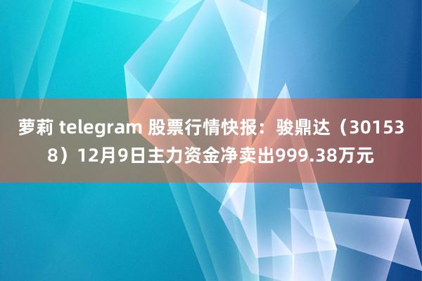 萝莉 telegram 股票行情快报：骏鼎达（301538）12月9日主力资金净卖出999.38万元