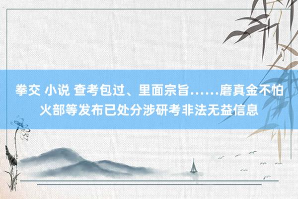 拳交 小说 查考包过、里面宗旨……磨真金不怕火部等发布已处分涉研考非法无益信息