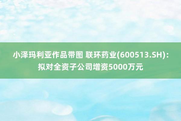 小泽玛利亚作品带图 联环药业(600513.SH)：拟对全资子公司增资5000万元