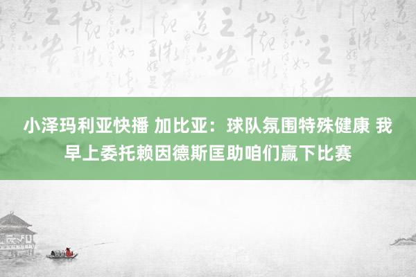 小泽玛利亚快播 加比亚：球队氛围特殊健康 我早上委托赖因德斯匡助咱们赢下比赛