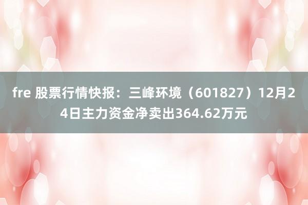 fre 股票行情快报：三峰环境（601827）12月24日主力资金净卖出364.62万元