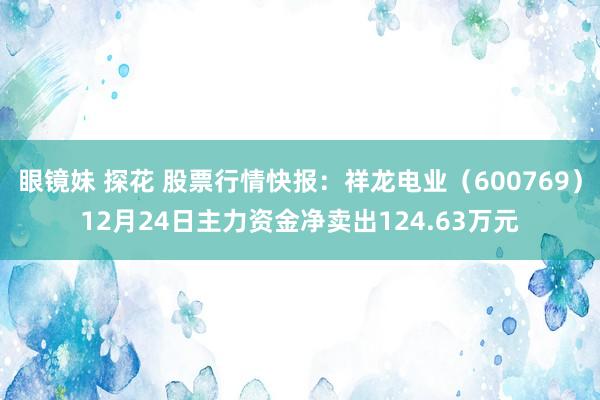 眼镜妹 探花 股票行情快报：祥龙电业（600769）12月24日主力资金净卖出124.63万元