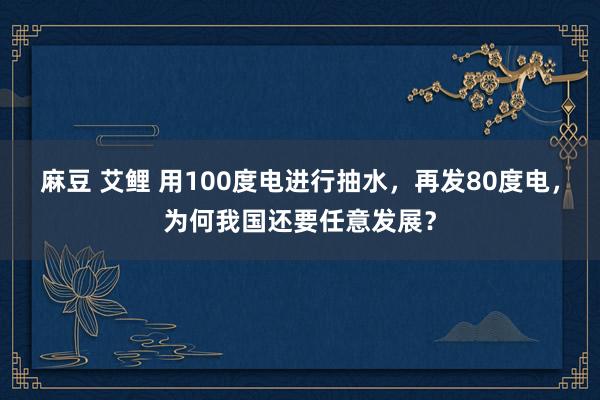 麻豆 艾鲤 用100度电进行抽水，再发80度电，为何我国还要任意发展？