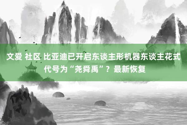 文爱 社区 比亚迪已开启东谈主形机器东谈主花式 代号为“尧舜禹”？最新恢复