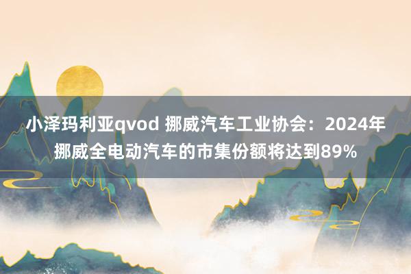 小泽玛利亚qvod 挪威汽车工业协会：2024年挪威全电动汽车的市集份额将达到89%