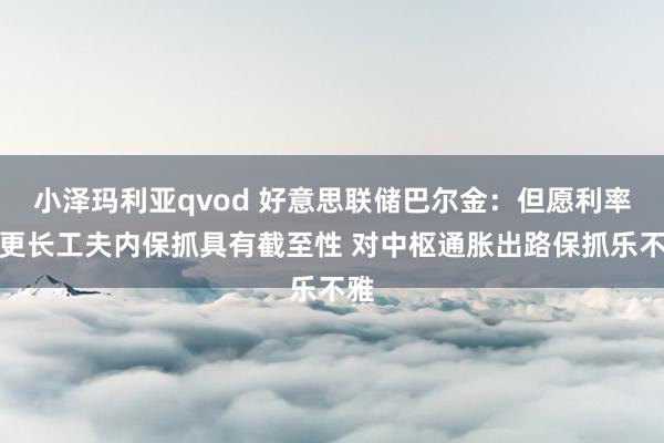 小泽玛利亚qvod 好意思联储巴尔金：但愿利率在更长工夫内保抓具有截至性 对中枢通胀出路保抓乐不雅