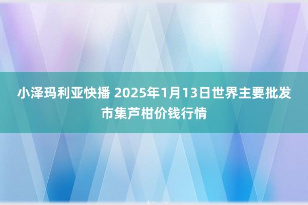 小泽玛利亚快播 2025年1月13日世界主要批发市集芦柑价钱行情