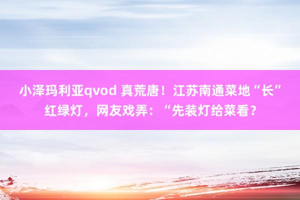 小泽玛利亚qvod 真荒唐！江苏南通菜地“长”红绿灯，网友戏弄：“先装灯给菜看？